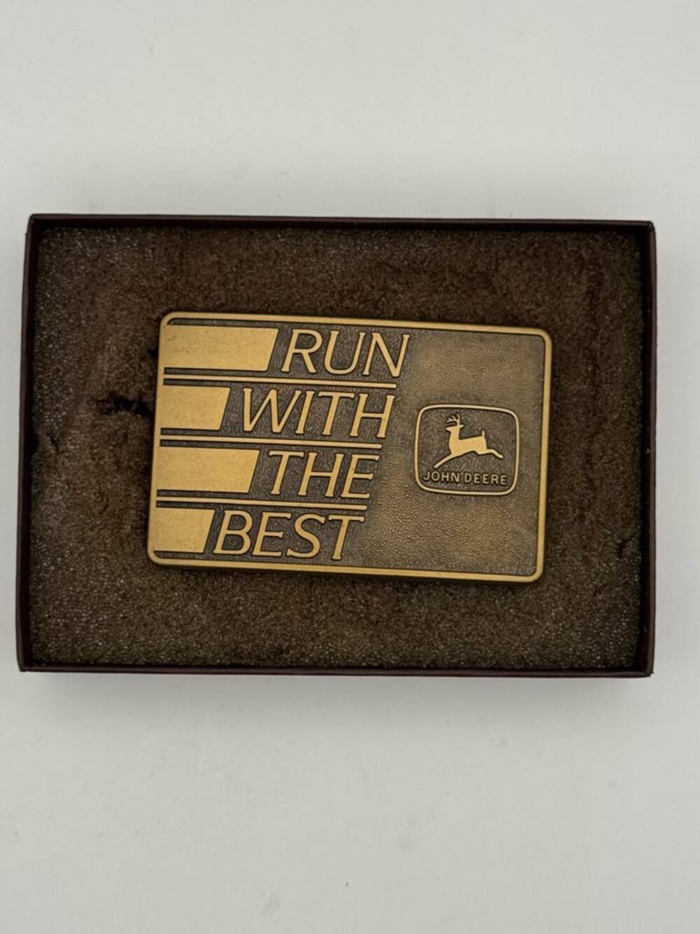 John Deere Run With the Best Belt Buckle Rectangular Logo Buckle Western Cowboy